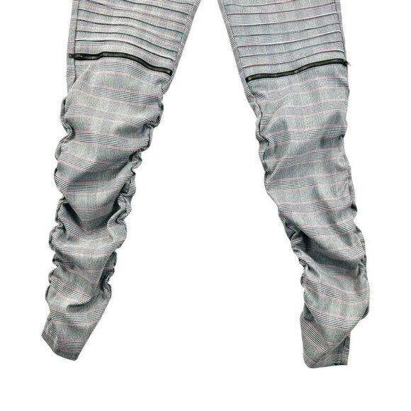 Like An Angel Women's Gray Plaid Moto-Style Skinny Pants XL - Picture 5 of 8